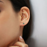 14K Tiny Trio Emerald Earrings Ferkos Fine Jewelry