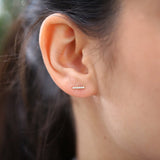 14K Rose Gold Diamond Bar Stud Earrings Ferkos Fine Jewelry