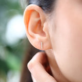 14K Rose Gold Diamond Bar Stud Earrings Ferkos Fine Jewelry