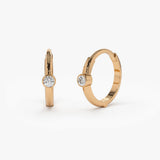 14K Rose Single Bezel Set Diamond Hoops Ferkos Fine Jewelry