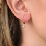 14K Rose Hoop with Dangling Diamond Ferkos Fine Jewelry