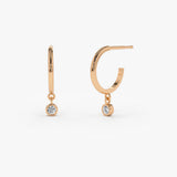 14K Rose Hoop with Dangling Diamond Ferkos Fine Jewelry