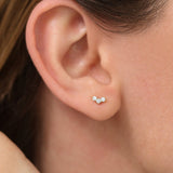 14K Rose Gold Mini Trio Diamond Stud Earrings Ferkos Fine Jewelry