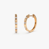 14k Rose Dainty Diamond Hoop Earrings