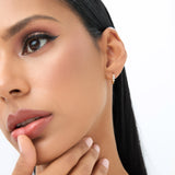 14k Three Stone Mini Diamond Huggies Ferkos Fine Jewelry