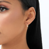 14k Three Stone Mini Diamond Huggies Ferkos Fine Jewelry