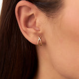 14k Criss Cross Half Hoop Diamond Stud Ferkos Fine Jewelry