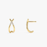 14k Criss Cross Half Hoop Diamond Stud Ferkos Fine Jewelry