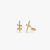 14k Gold Mini Sword Diamond Earrings 14K Gold Ferkos Fine Jewelry