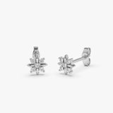 14k Dainty Crisscross Cluster Diamond Studs 14K White Gold Ferkos Fine Jewelry