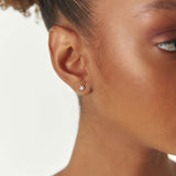 14K Rose Petite Flower Design Diamond Stud Earrings Ferkos Fine Jewelry