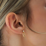 14k Dainty Dangline Oval Link Diamond Earrings Ferkos Fine Jewelry