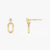 14k Dainty Dangline Oval Link Diamond Earrings Ferkos Fine Jewelry