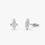 14k Triple Diamond Stud Earrings 14K White Gold Ferkos Fine Jewelry