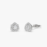 14k Triangle Halo Setting Diamond Studs 14K White Gold Ferkos Fine Jewelry