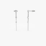 14K Linear Bar Triple Diamond Drop Earrings 14K White Gold Ferkos Fine Jewelry