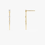 14K Linear Bar Triple Diamond Drop Earrings Ferkos Fine Jewelry