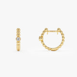 14k Bezel Setting Beaded Diamond Huggies Ferkos Fine Jewelry