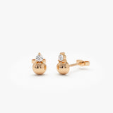 14K Rose Gold Diamond Ball Studs Ferkos Fine Jewelry