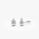 14K Gold Diamond Ball Studs 14K White Gold Ferkos Fine Jewelry