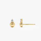 14K Gold Diamond Ball Studs Ferkos Fine Jewelry