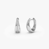 14k Gold Teardrop Diamond Hoop Earrings 14K White Gold Ferkos Fine Jewelry