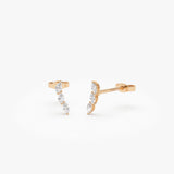 14k Rose Three Stone Marquise Shaped Diamond Studs Ferkos Fine Jewelry