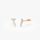 14k Three Stone Marquise Shaped Diamond Studs 14K Rose Gold Ferkos Fine Jewelry