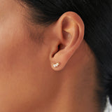 14k Three Stone Brilliant Diamond Studs 0.35 ctw Ferkos Fine Jewelry