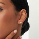 14k Three Stone Brilliant Diamond Studs 0.35 ctw Ferkos Fine Jewelry