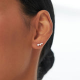 14k Three Stone Brilliant Diamond Studs 0.35 ctw Ferkos Fine Jewelry