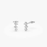 14k Three Stone Brilliant Diamond Studs 0.35 ctw 14K White Gold Ferkos Fine Jewelry