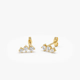 14k Three Stone Brilliant Diamond Studs 0.35 ctw Ferkos Fine Jewelry