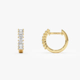 14k Distinctive Baguette Diamond Huggies Ferkos Fine Jewelry