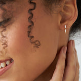 14k Baguette & Round Diamond Dangle Spike Earrings Ferkos Fine Jewelry