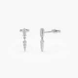 14k Baguette & Round Diamond Dangle Spike Earrings 14K White Gold Ferkos Fine Jewelry