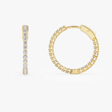 14Kt 21.5MM Inside Out Diamond Hoops Ferkos Fine Jewelry