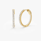 14Kt 21.5MM Inside Out Diamond Hoops 14k Gold Ferkos Fine Jewelry
