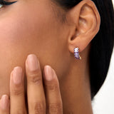 14K Emerald Cut Amethyst Half Hoop Earrings Ferkos Fine Jewelry