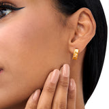 14K Emerald Cut Citrine Half Hoop Earrings Ferkos Fine Jewelry