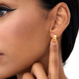 14K Emerald Cut Citrine Half Hoop Earrings Ferkos Fine Jewelry