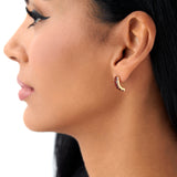 14K Emerald Cut Garnet Half Hoop Earrings Ferkos Fine Jewelry