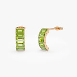14K Emerald Cut Peridot Half Hoop Earrings Ferkos Fine Jewelry