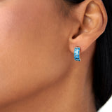 14K Emerald Cut London Blue Topaz Half Hoop Earrings Ferkos Fine Jewelry