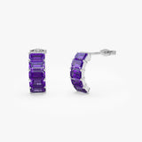 14K Emerald Cut Amethyst Half Hoop Earrings Ferkos Fine Jewelry
