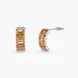 14K Emerald Cut Citrine Half Hoop Earrings Ferkos Fine Jewelry