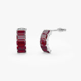14K Emerald Cut Garnet Half Hoop Earrings Ferkos Fine Jewelry