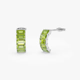 14K Emerald Cut Peridot Half Hoop Earrings Ferkos Fine Jewelry