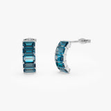 14K Emerald Cut London Blue Topaz Half Hoop Earrings Ferkos Fine Jewelry