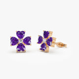 14k Amethyst Four Leaf Clover Studs Ferkos Fine Jewelry